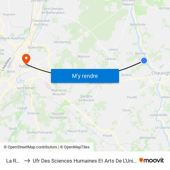 La Ronde to Ufr Des Sciences Humaines Et Arts De L'Université De Poitiers map