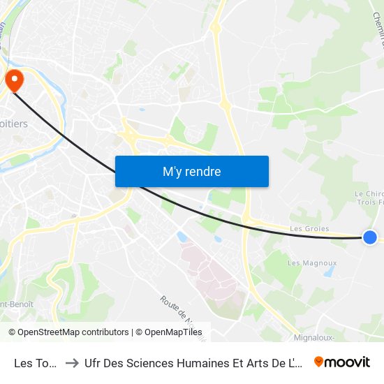 Les Touches to Ufr Des Sciences Humaines Et Arts De L'Université De Poitiers map