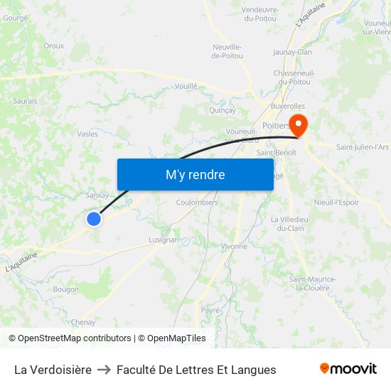 La Verdoisière to Faculté De Lettres Et Langues map