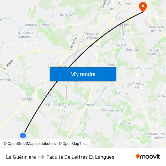La Guérinière to Faculté De Lettres Et Langues map