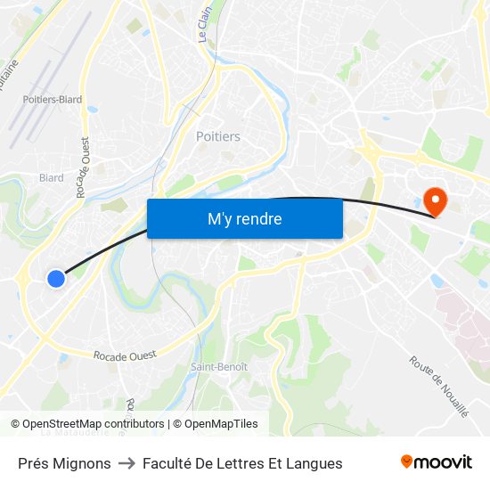 Prés Mignons to Faculté De Lettres Et Langues map