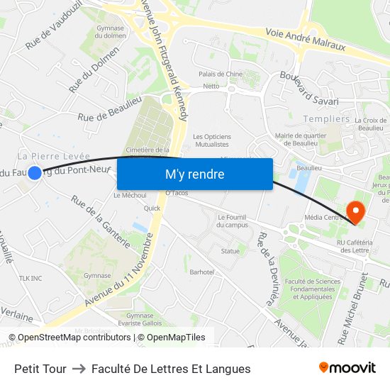 Petit Tour to Faculté De Lettres Et Langues map