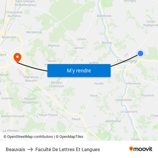 Beauvais to Faculté De Lettres Et Langues map