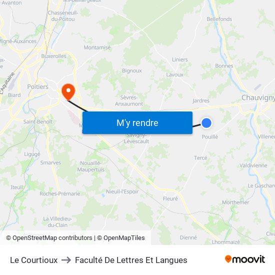 Le Courtioux to Faculté De Lettres Et Langues map