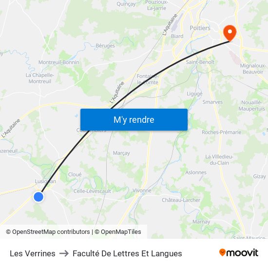 Les Verrines to Faculté De Lettres Et Langues map