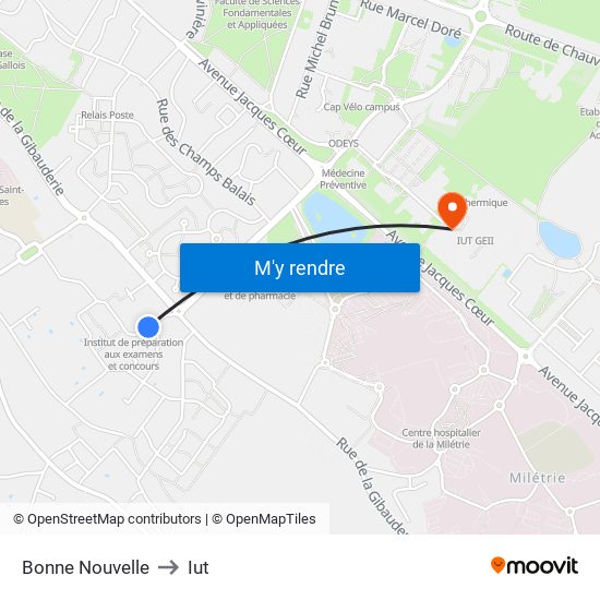 Bonne Nouvelle to Iut map