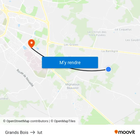 Grands Bois to Iut map