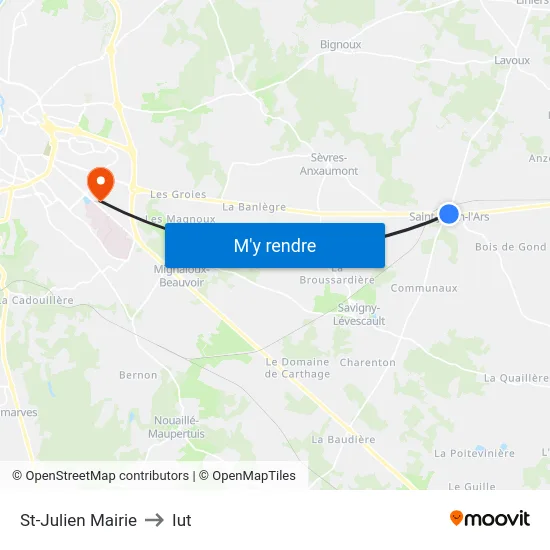 St-Julien Mairie to Iut map