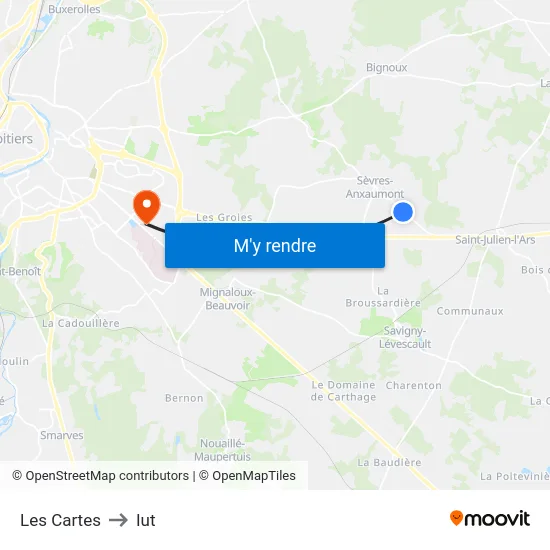 Les Cartes to Iut map