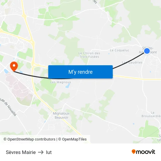 Sèvres Mairie to Iut map