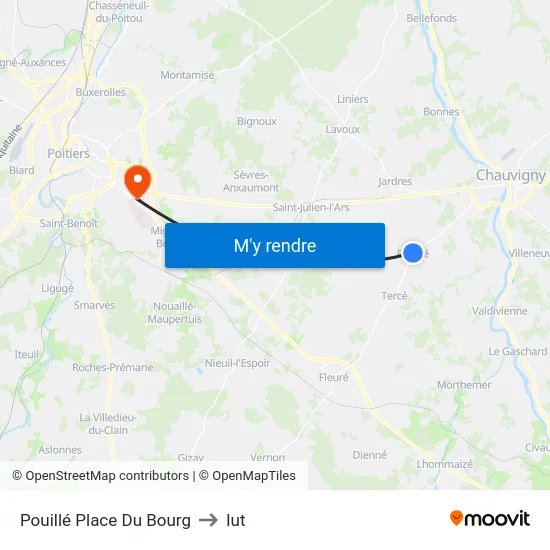 Pouillé Place Du Bourg to Iut map