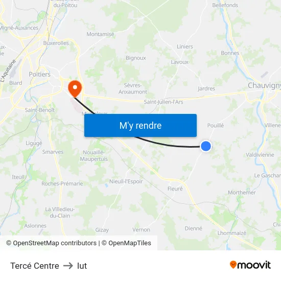Tercé Centre to Iut map