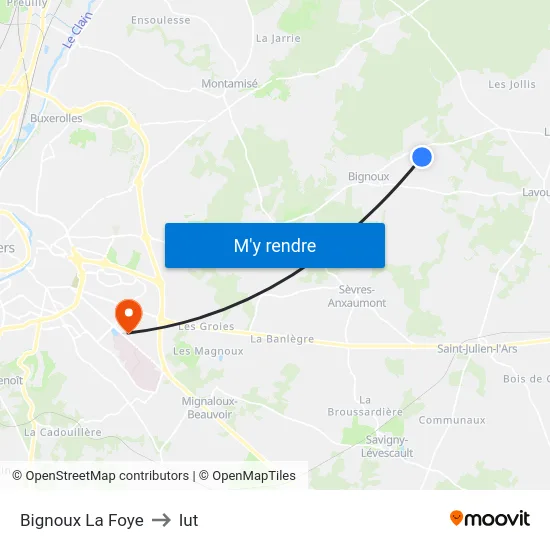 Bignoux La Foye to Iut map