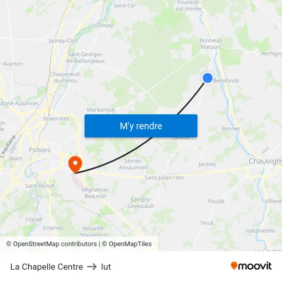 La Chapelle Centre to Iut map