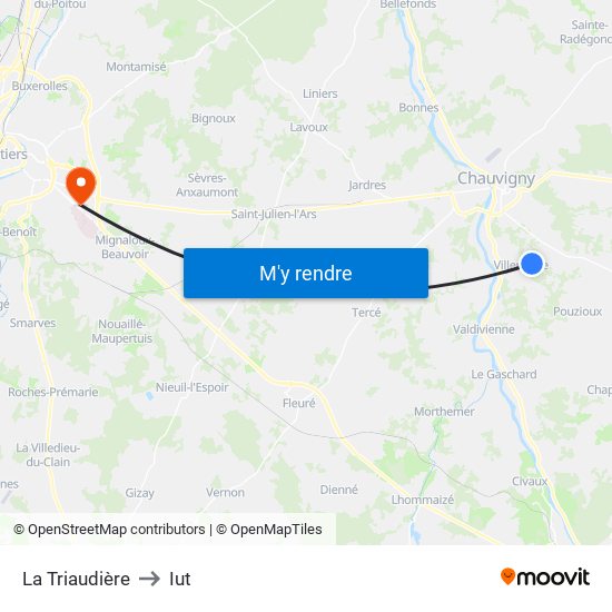 La Triaudière to Iut map