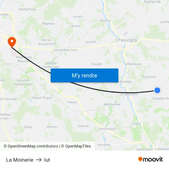 La Moinerie to Iut map