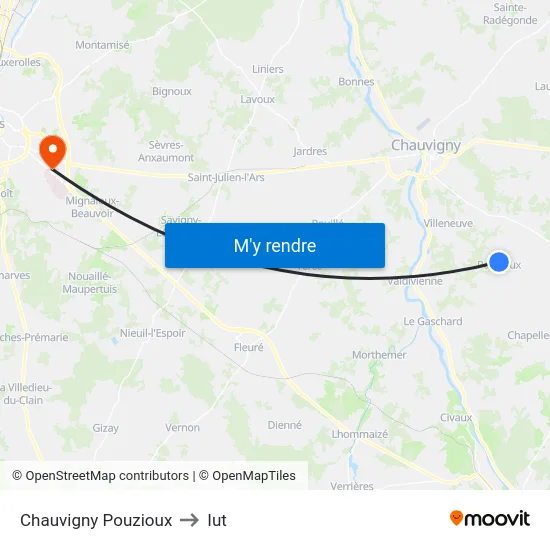 Chauvigny Pouzioux to Iut map