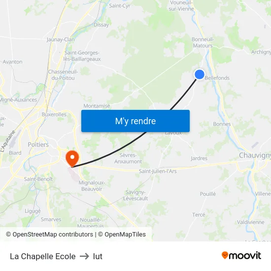 La Chapelle Ecole to Iut map