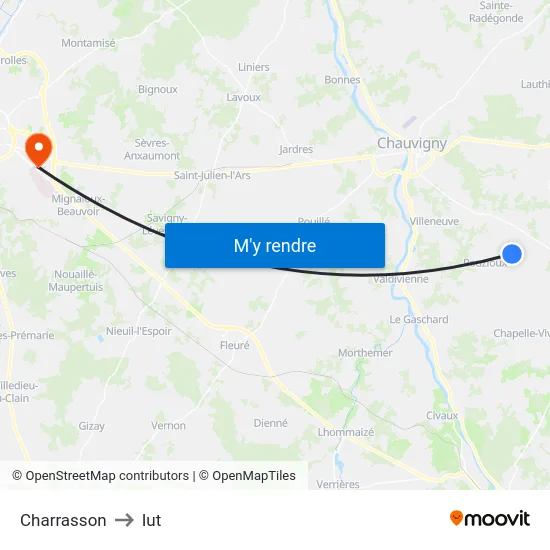 Charrasson to Iut map