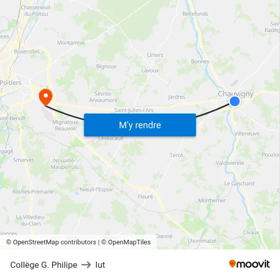 Collège G. Philipe to Iut map