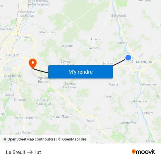 Le Breuil to Iut map
