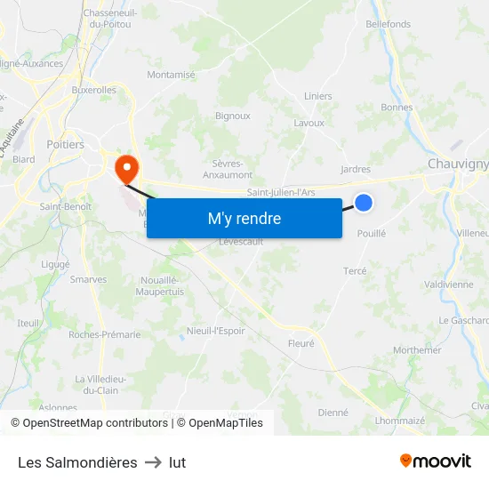 Les Salmondières to Iut map