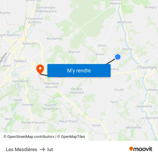 Les Mesdières to Iut map