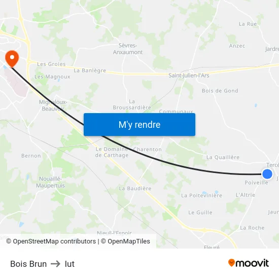 Bois Brun to Iut map