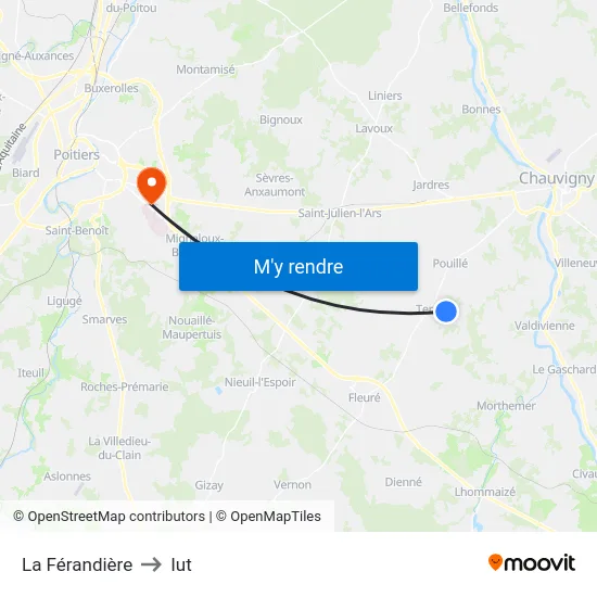 La Férandière to Iut map