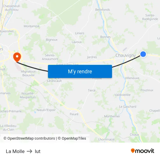 La Molle to Iut map