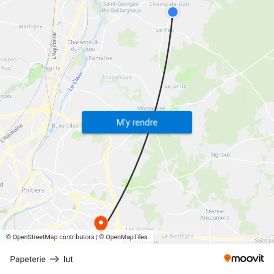 Papeterie to Iut map