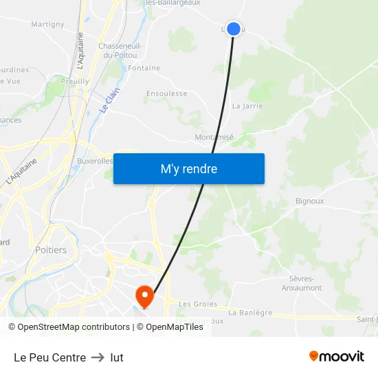 Le Peu Centre to Iut map