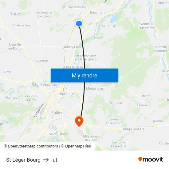 St-Léger Bourg to Iut map