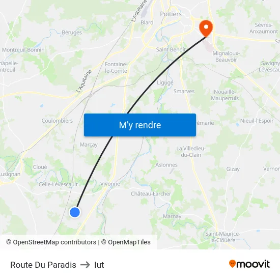 Route Du Paradis to Iut map