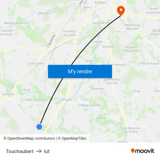 Touchaubert to Iut map