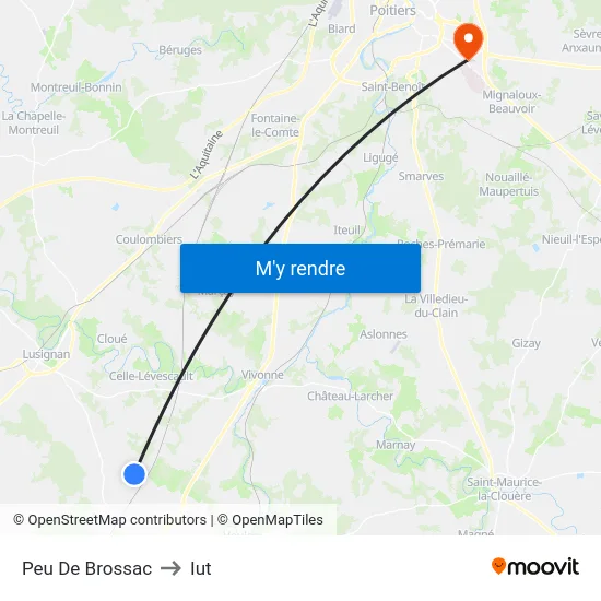 Peu De Brossac to Iut map