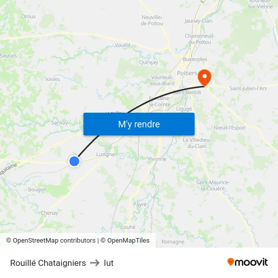 Rouillé Chataigniers to Iut map
