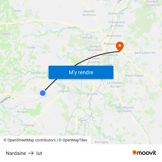 Nardaine to Iut map