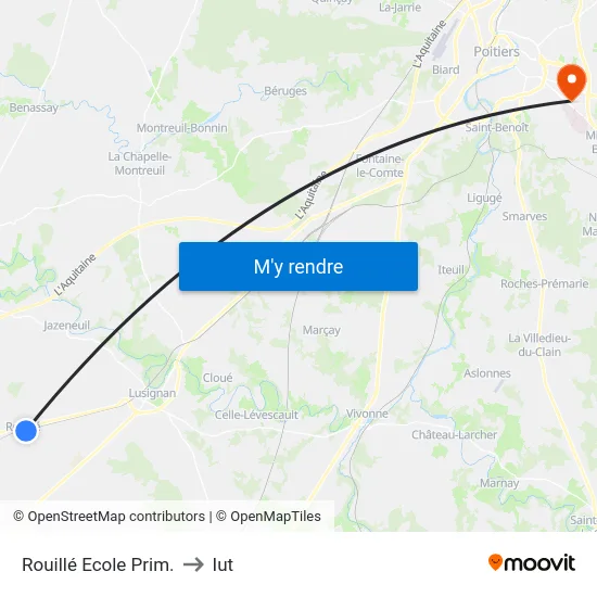 Rouillé Ecole Prim. to Iut map