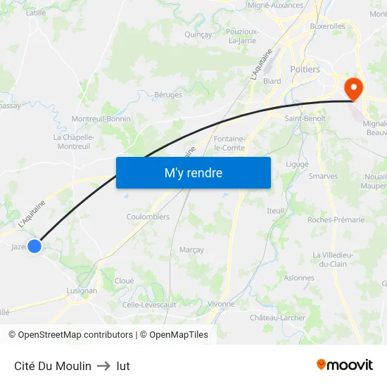 Cité Du Moulin to Iut map