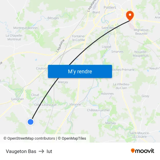Vaugeton Bas to Iut map