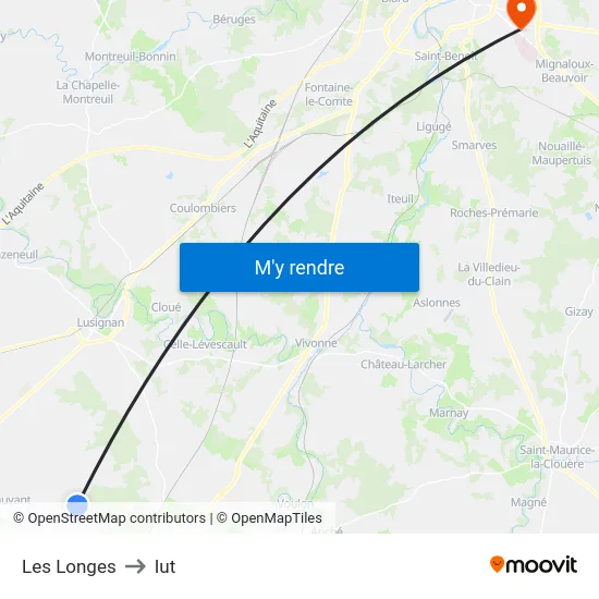 Les Longes to Iut map
