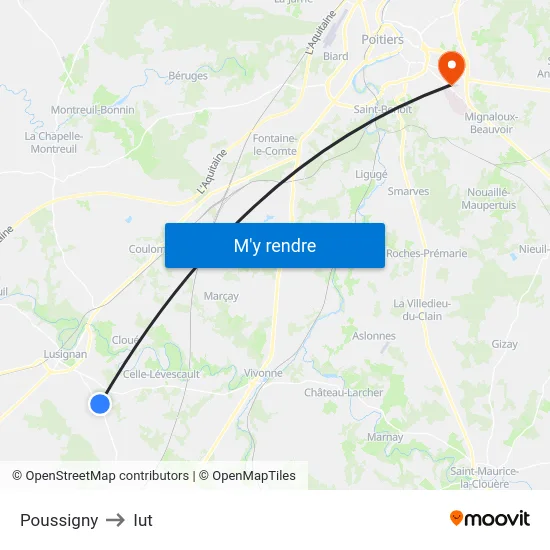 Poussigny to Iut map