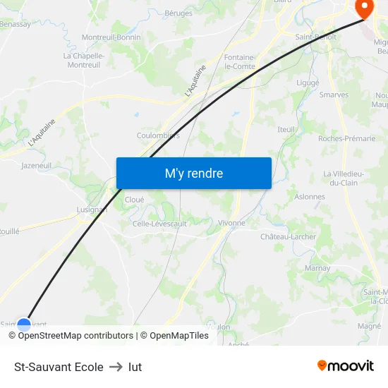 St-Sauvant Ecole to Iut map