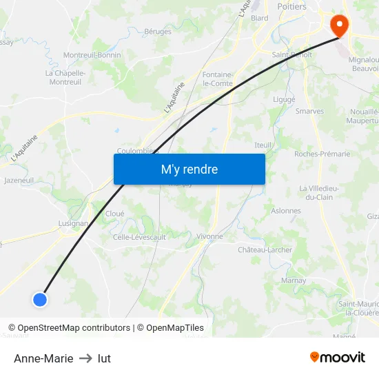 Anne-Marie to Iut map