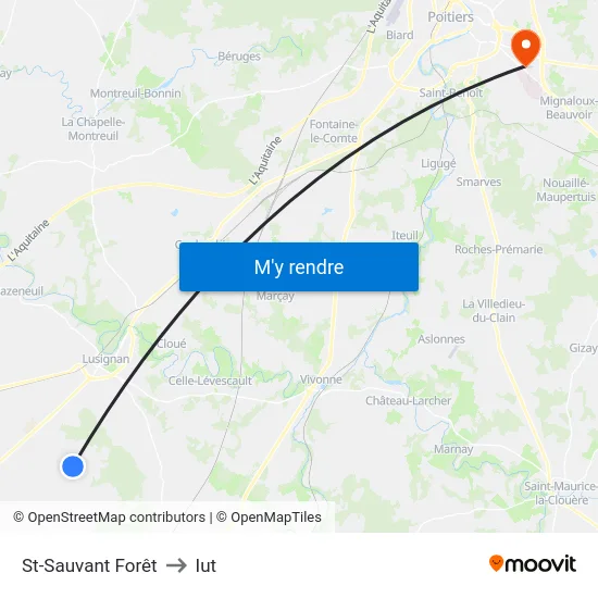St-Sauvant Forêt to Iut map