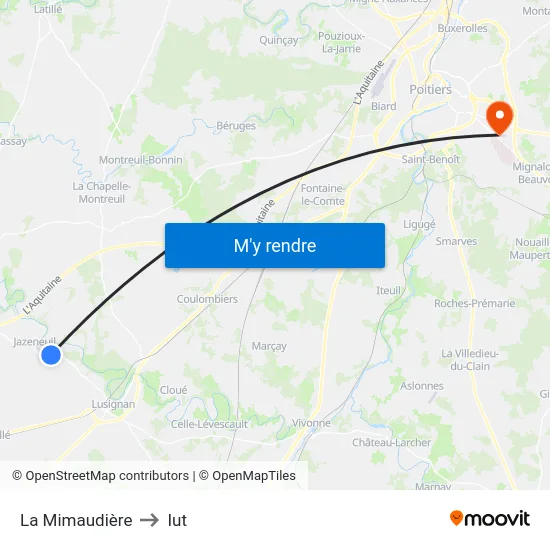 La Mimaudière to Iut map