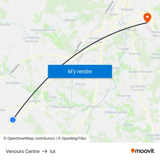 Venours-Inrae to Iut map