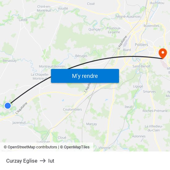 Curzay Eglise to Iut map