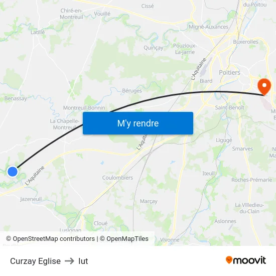 Curzay Eglise to Iut map